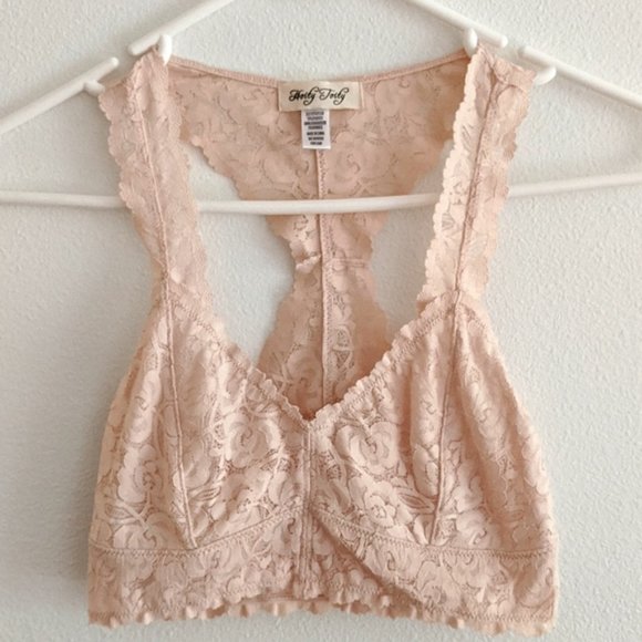 Lace Racerback Soft Romantic Delicate Pink Bralette Size Small - Picture 1 of 3